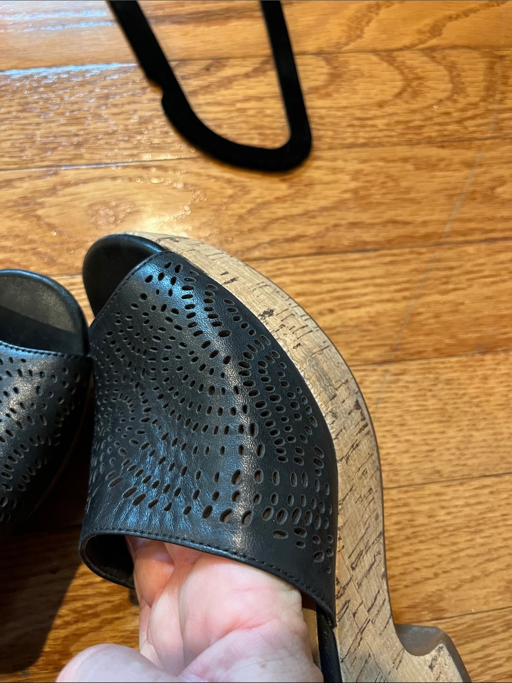 Clarks "Maritsa Nila" Perforated Leather Cork Wedge Sandals - Picture 11 of 11